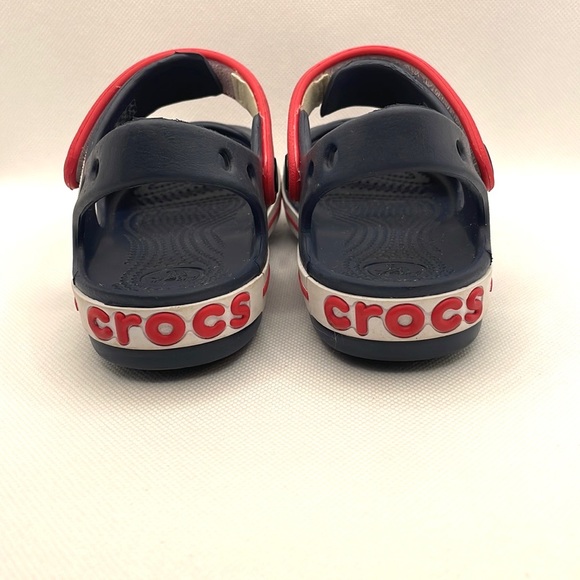 Croc Kids Red,White and Navy Blue Velcro Sandals size c 10 - Picture 4 of 7